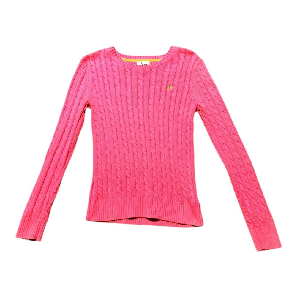 VTG Lilly Pulitzer Pink Cableknit sweater women’s small - Picture 7 of 10